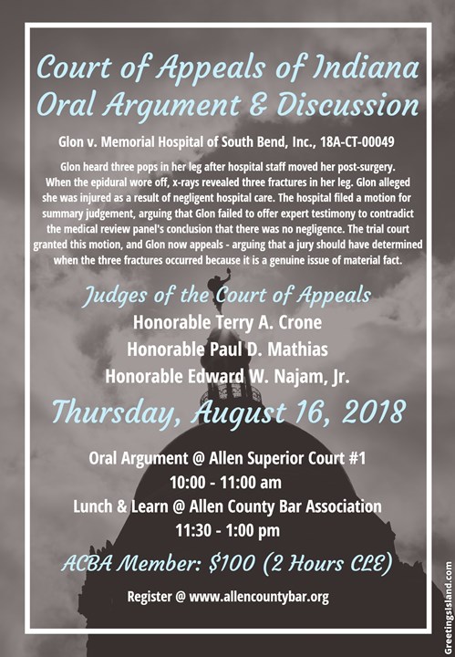 Court of Appeals of Indiana Oral Argument & Discussion Flyer